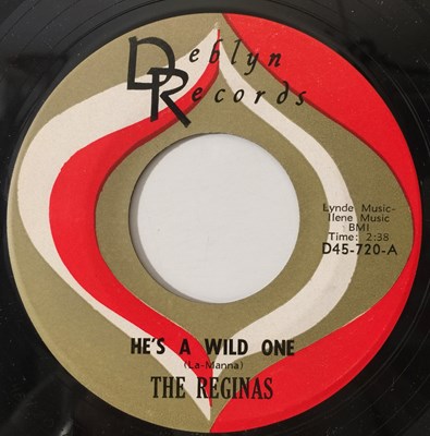 Lot 336 - THE REGINAS - HE'S A WILD ONE/ HE'S THE BOY 7" (US R&B - DEBLYN D45-720)