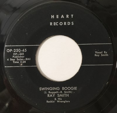 Lot 340 - RAY SMITH AND HIS ROCKIN' WRANGLERS - GONE BABY GONE/ SWINGING BOOGIE 7" (ROCKABILLY - HEART OP-250-45)