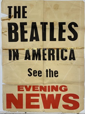 Lot 206 - ORIGINAL 1960S NEWSPAPER BILLBOARD POSTER - BEATLES IN AMERICA.