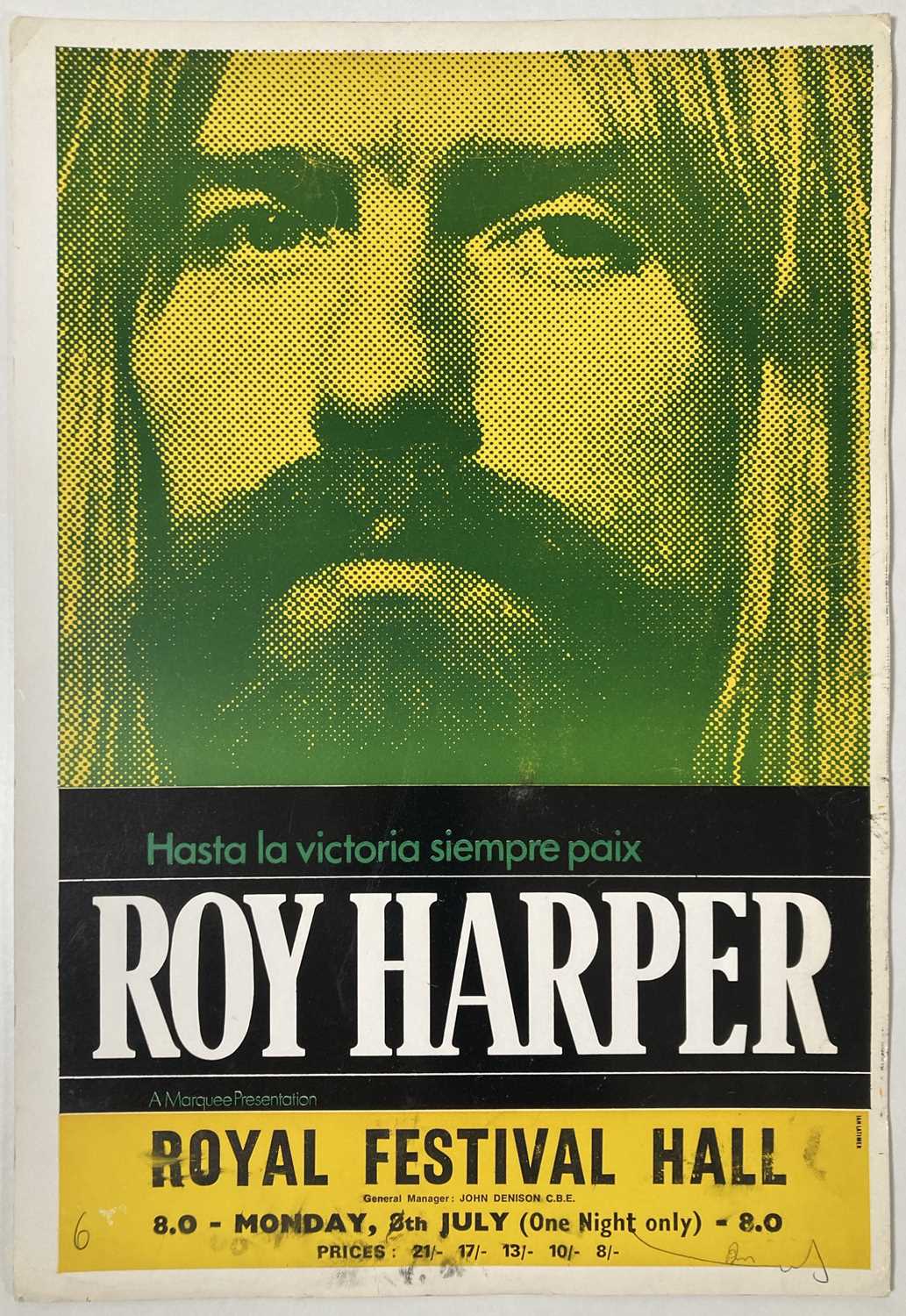 Lot 202 ROY HARPER ORIGINAL 1970 CONCERT POSTER.