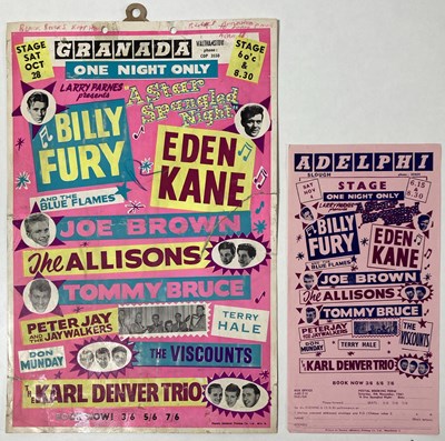 Lot 204 - BILLY FURY / EDEN KANE - ORIGINAL POSTER AND HANDBILL.