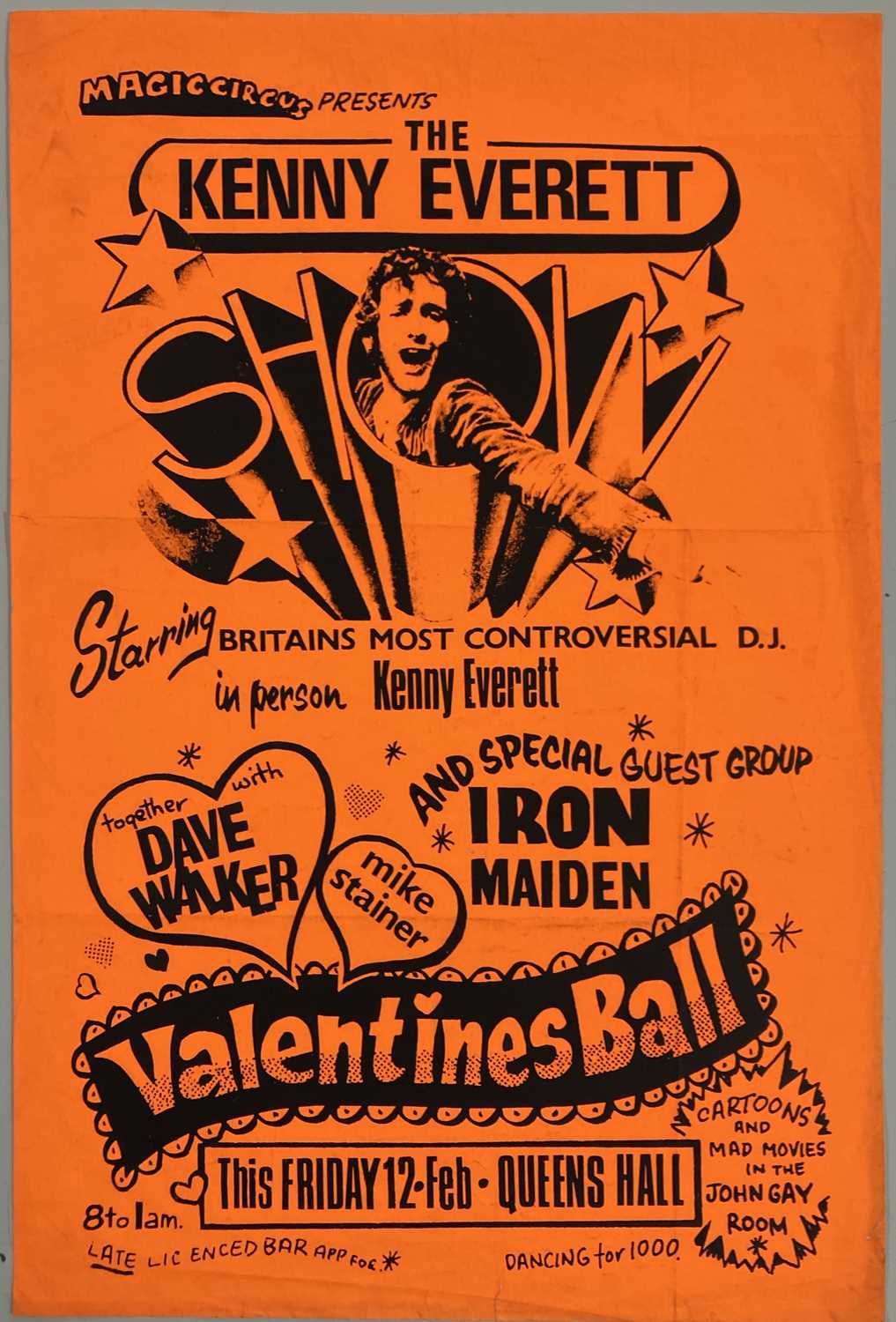 Lot 287 - IRON MAIDEN - KENNY EVERETT VALENTINE BALL POSTER.