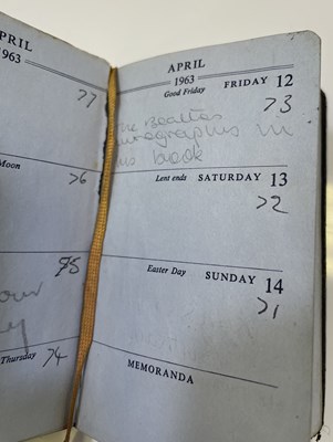 Lot 258 - THE BEATLES - A FULL SET OF SIGNATURES IN A 1963 DIARY.