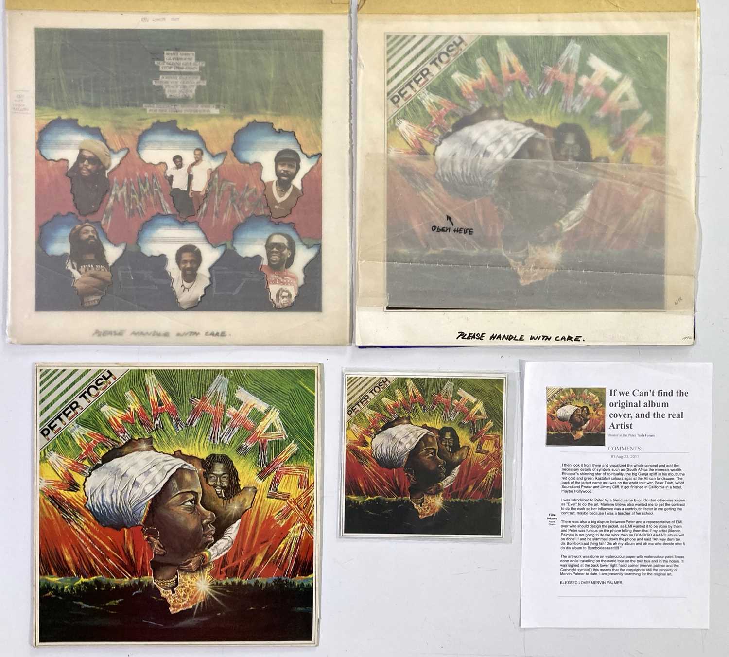 Lot 36 - PETER TOSH - ORIGINAL LP ARTWORK FOR 'MAMA AFRICA'.