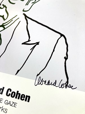 Lot 306 - LEONARD COHEN - A SIGNED EXHIBITION POSTER.