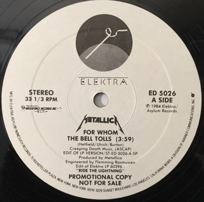 Lot 209 - METALLICA - FOR WHOM THE BELLS TOLLS 12" (US PROMO - ELEKTRA ED 5026)