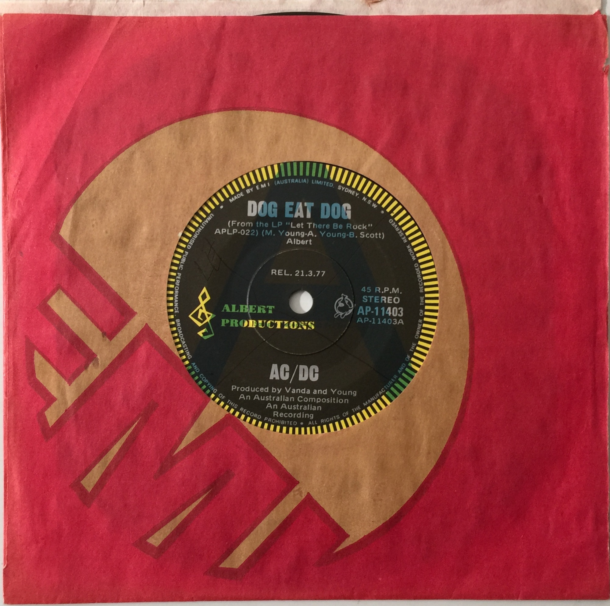 Lot 305 - AC/DC - DOG EAT DOG/ CARRY ME HOME 7