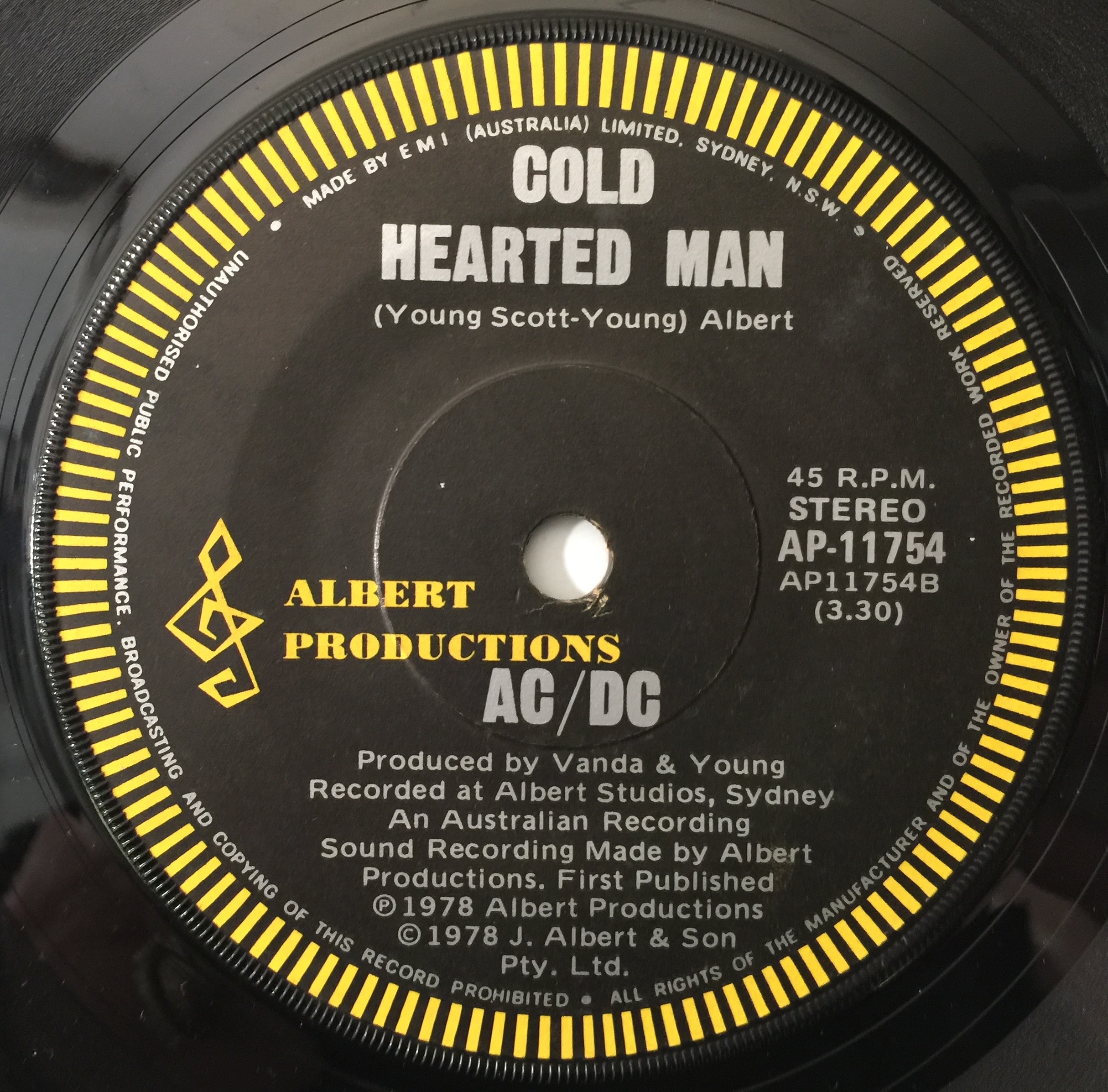 Lot 308 - AC/DC - ROCK N ROLL DAMNATION/ COLD HEARTED