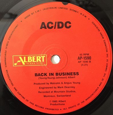 Lot 309 - AC/DC - SINK THE PINK/ BACK IN BUSINESS 7" (AUSTRALIAN - AP-1590)