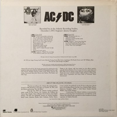 Lot 329 - AC/DC - LIVE FROM THE ATLANTIC STUDIOS LP (US PROMO - ATLANTIC LAAS 001)