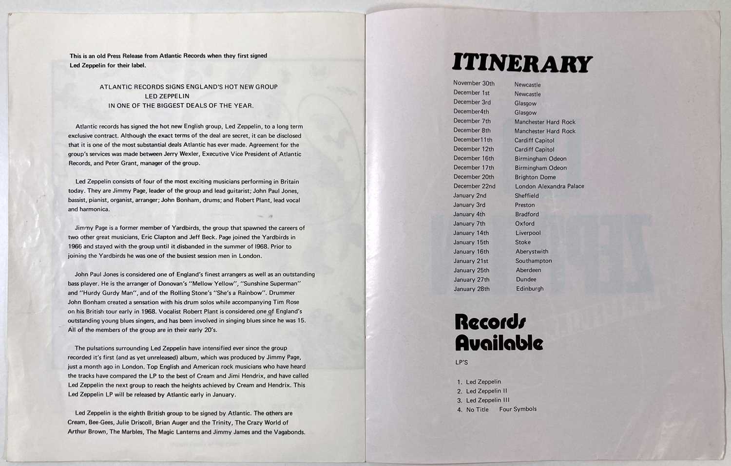 Led Zeppelin Programme Lot 424 - LED ZEPPELIN - 1972 PROGRAMME.