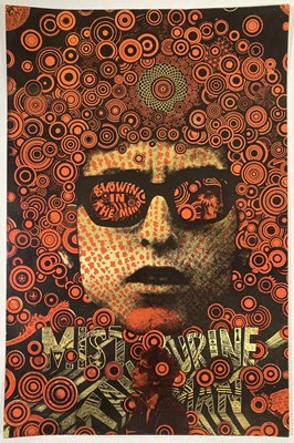 Lot 308 - BLOWIN' IN THE MIND - BOB DYLAN - AN ORIGINAL MARTIN SHARP DESIGNED POSTER.