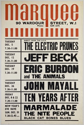 Lot 311 - THE MARQUEE CLUB - ORIGINAL 1967 LISTING POSTER - JEFF BECK.