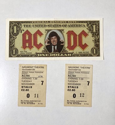 Lot 114 - AC/DC PROGRAMMES AND TICKETS.