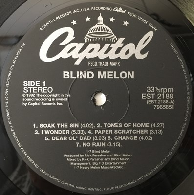 Lot 78 - BLIND MELON - BLIND MELON LP (ORIGINAL UK COPY - CAPITOL EST 2188)