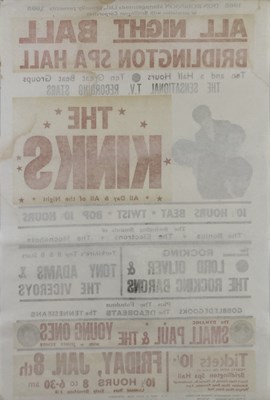 Lot 246 - THE KINKS - AN ORIGINAL 1965 CONCERT POSTER FOR BRIDLINGTON.