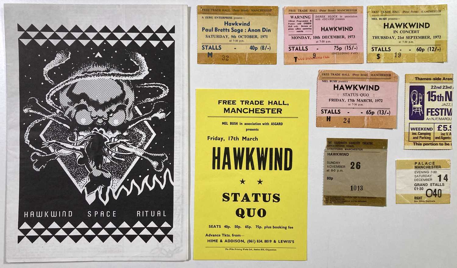 Lot 269 - HAWKWIND - 1970S TICKETS / HANDBILLS.