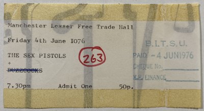 Lot 473 - THE SEX PISTOLS - AN ORIGINAL TICKET FOR THE MANCHESTER FREE TRADE HALL CONCERT, 1976.