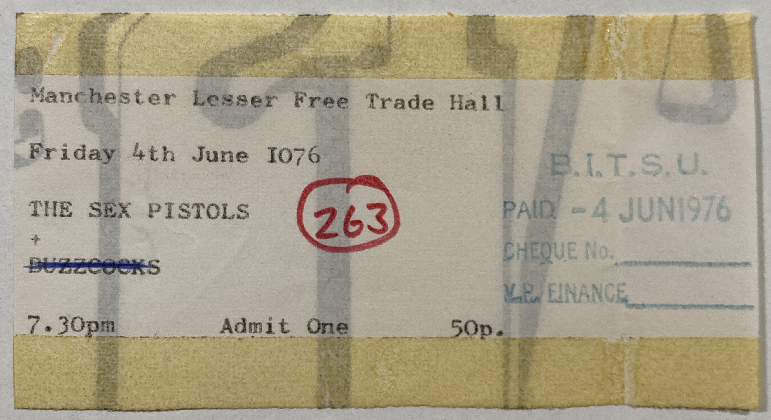 Lot 473 - THE SEX PISTOLS - AN ORIGINAL TICKET FOR THE