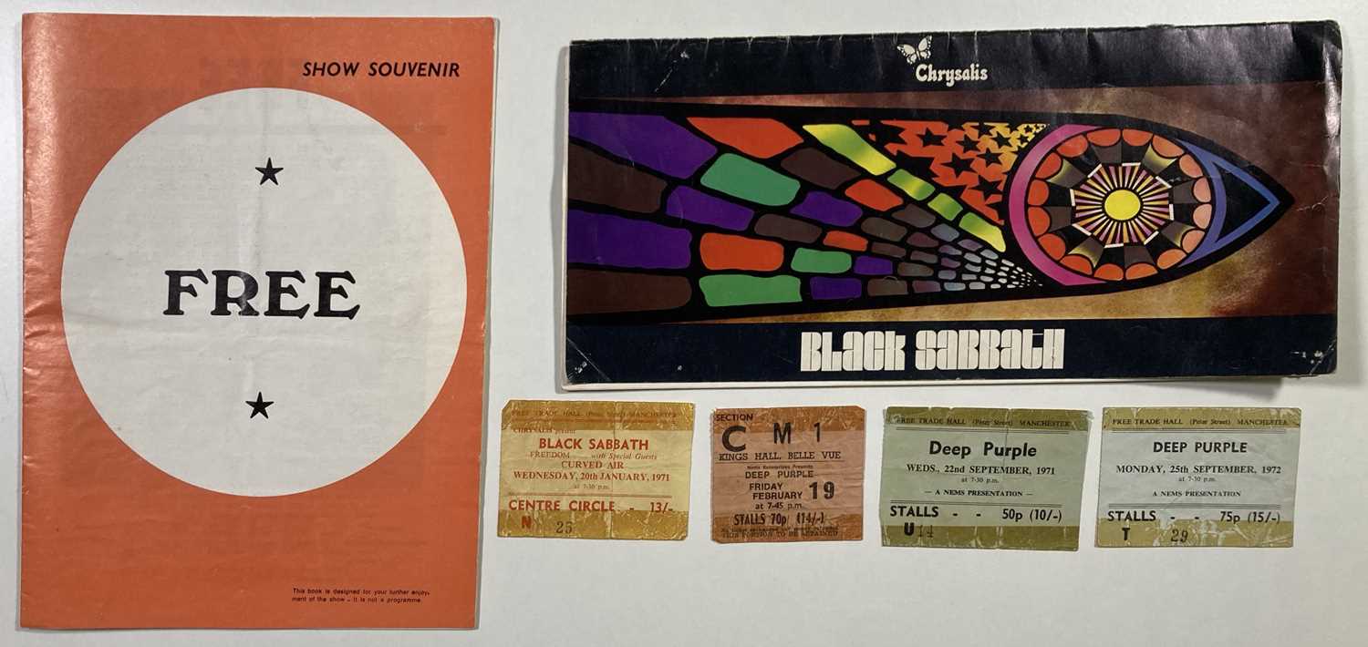 Lot 271 - BLACK SABBATH / DEEP PURPLE CONCERT TICKET AND PROGRAMMES.