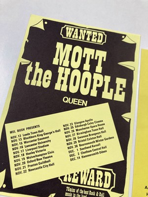 Lot 274 - MOTT THE HOOPLE/QUEEN - 1`973 HANDBILL AND TICKET.