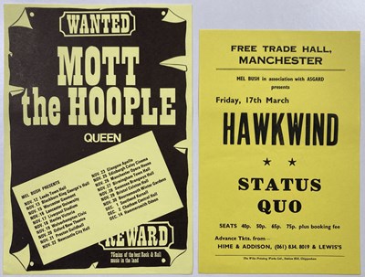 Lot 256 - 1970S HANDBILLS - QUEEN  / HAWKWIND / QUO.