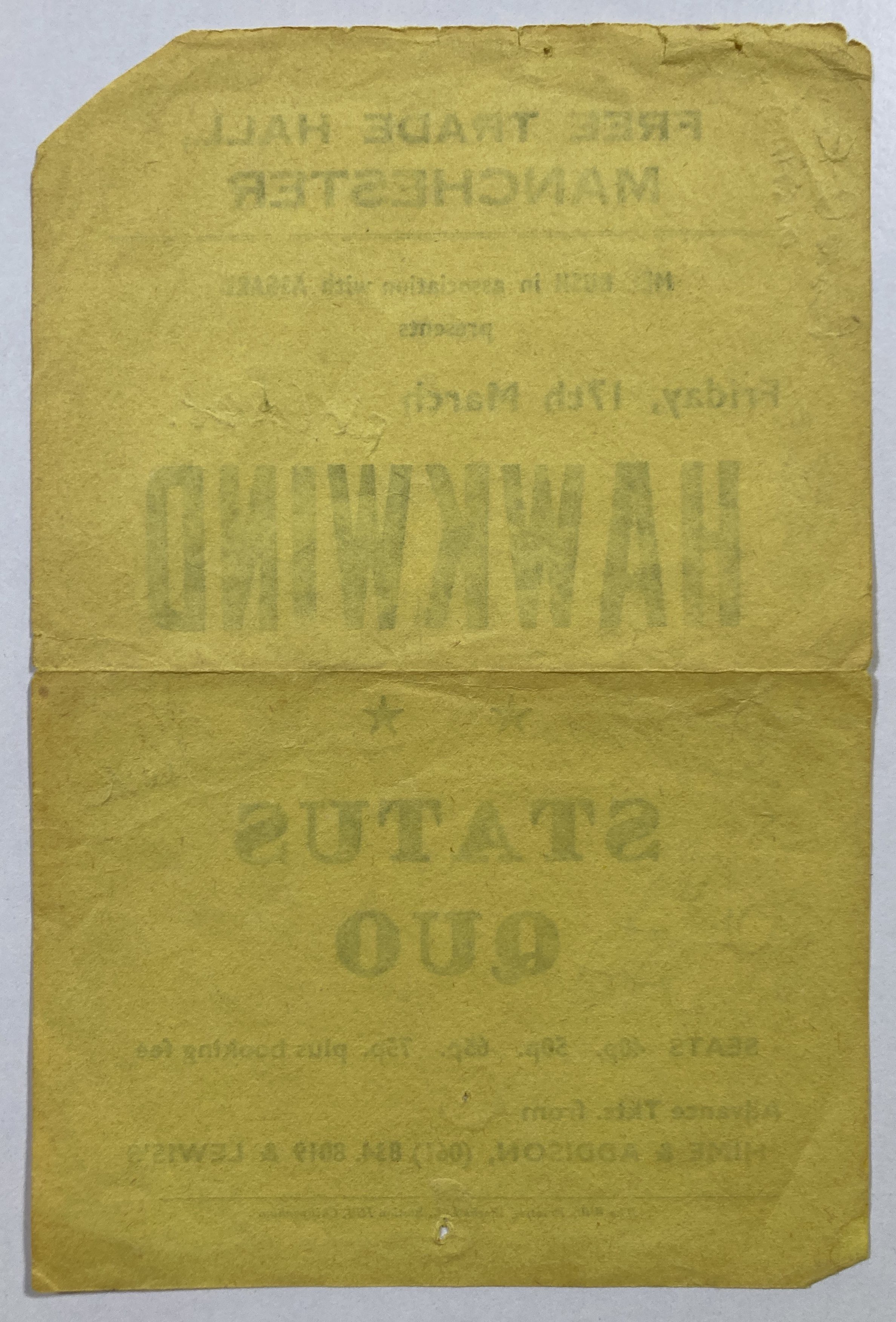 Lot 350 - HAWKWIND - A FULLY SIGNED HANDBILL INC LEMMY.