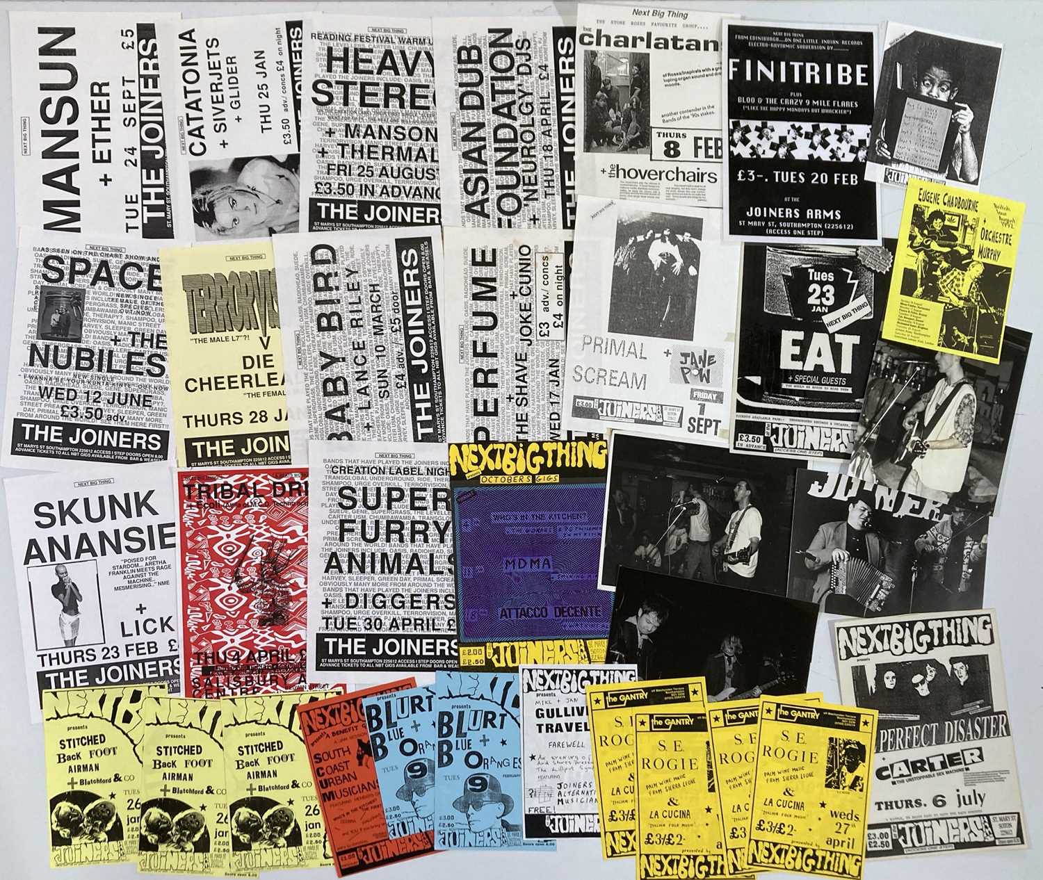 Lot 250 - INDIE / ALT POSTERS AND HANDBILLS C 1990S - INC CHARLATANS.