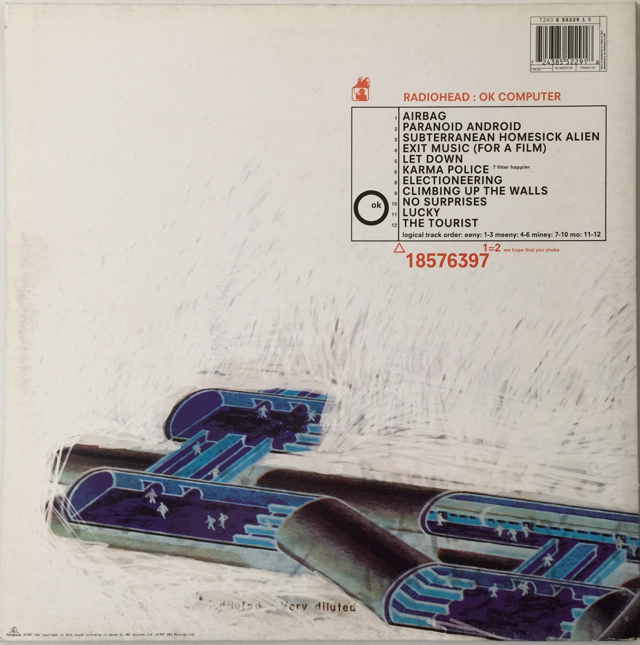 Ok Computer Record Label Lot 7 - RADIOHEAD - OK COMPUTER LP (ORIGINAL UK COPY