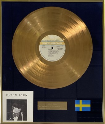 Lot 352 - ELTON JOHN -  A SWEDISH SALES AWARD FOR ICE ON FIRE.