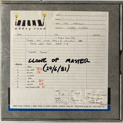 Lot 252 - THE SPECALS GHOST TOWN MASTER COPY TAPE. A 24...