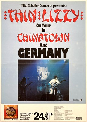 Lot 265 - THIN LIZZY - A GERMAN CONCERT POSTER.