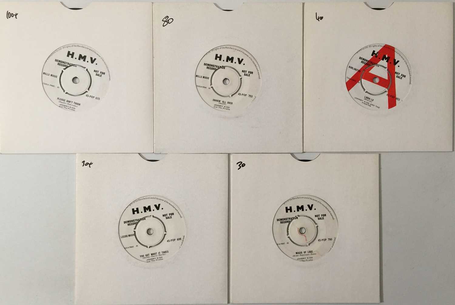 Lot 739 - JOHNNY KID AND THE PIRATES - 7" HMV DEMOS PACK