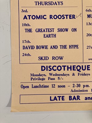 Lot 377 - DAVID BOWIE AND THE HYPE - A RARE POSTER ADVERTISING A SCARBOROUGH CONCERT, 1970.