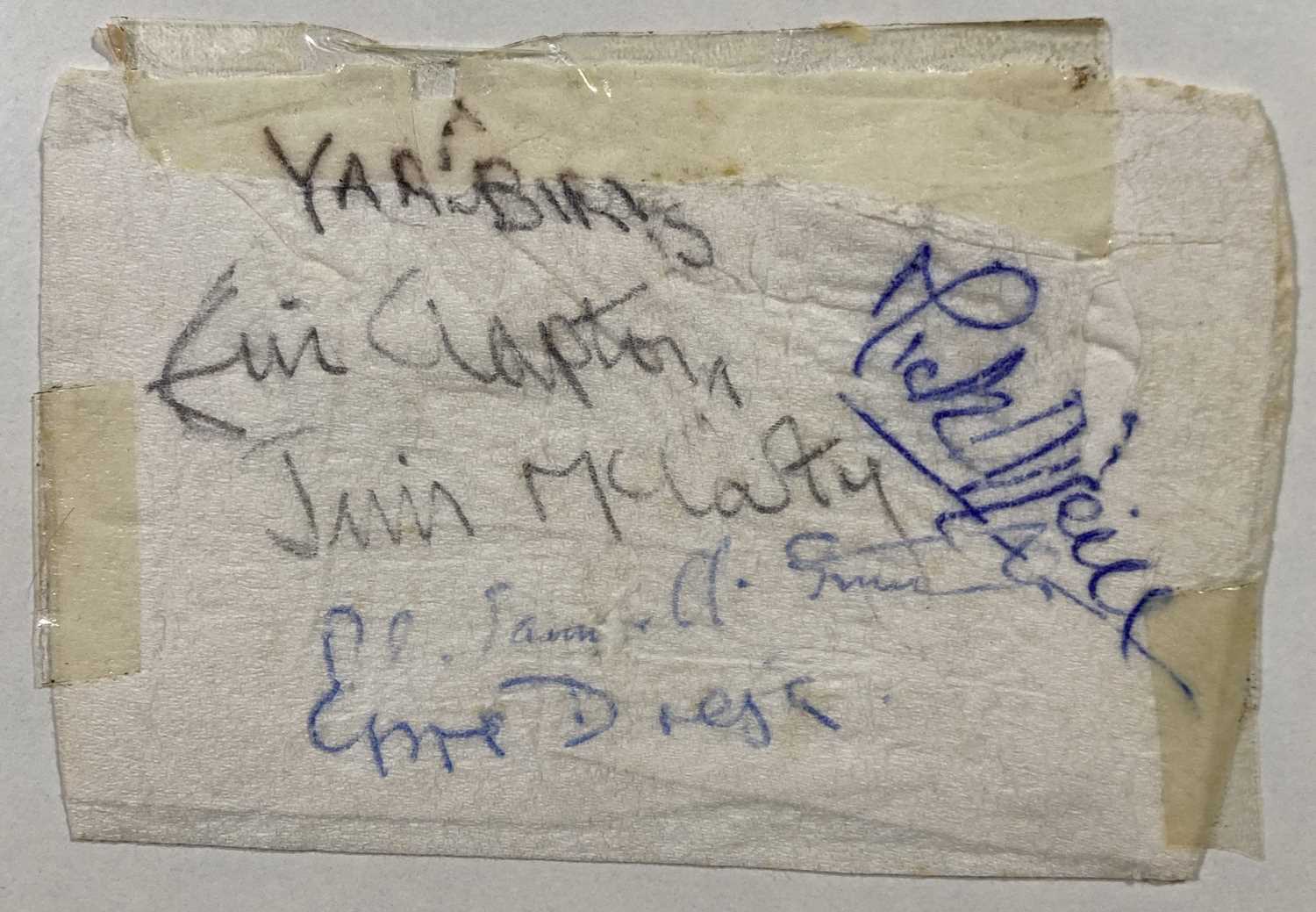 Lot 337 - THE YARDBIRDS - A SET OF AUTOGRAPHS.