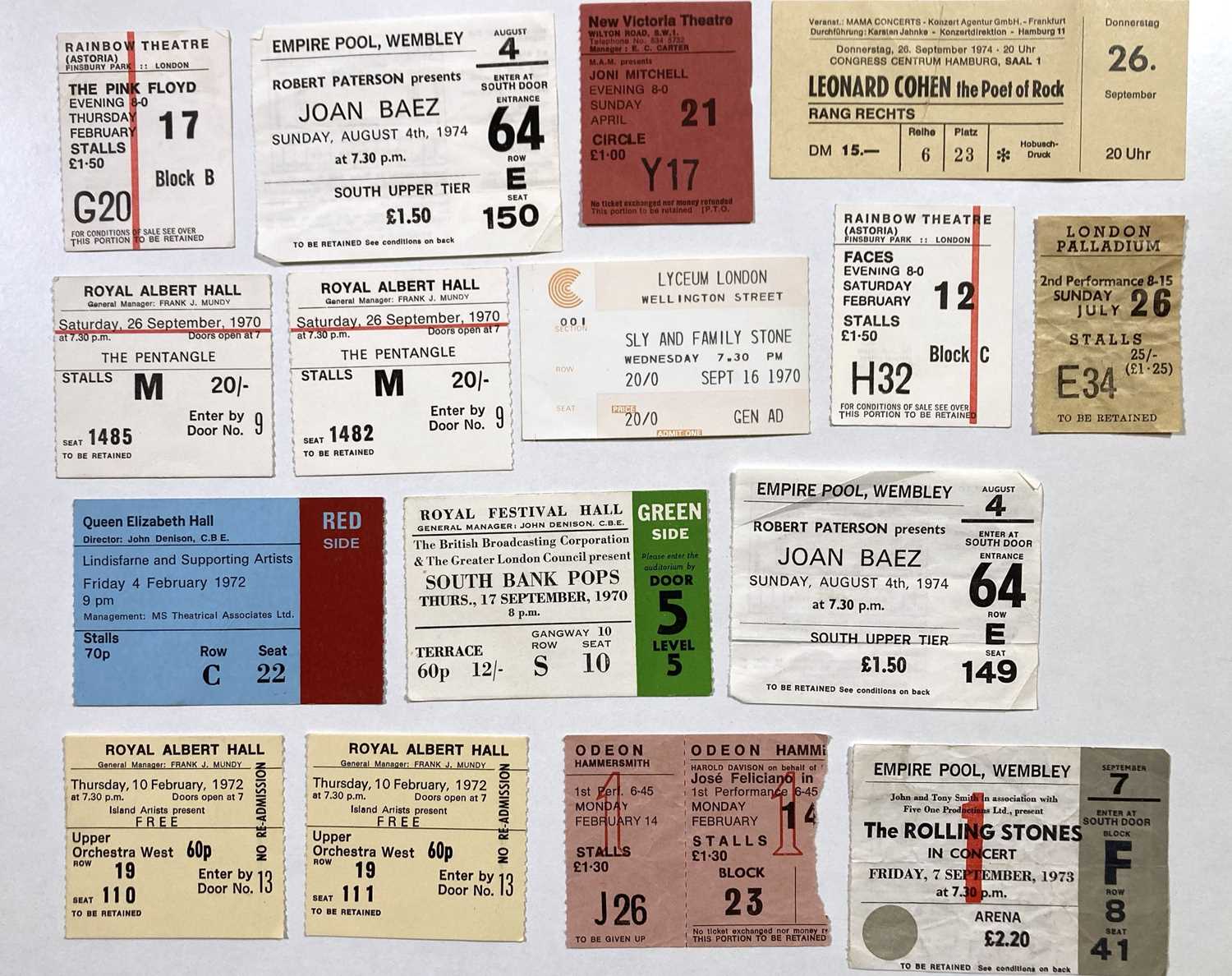 Lot 279 - RARE 1970S TICKET COLLECTION.