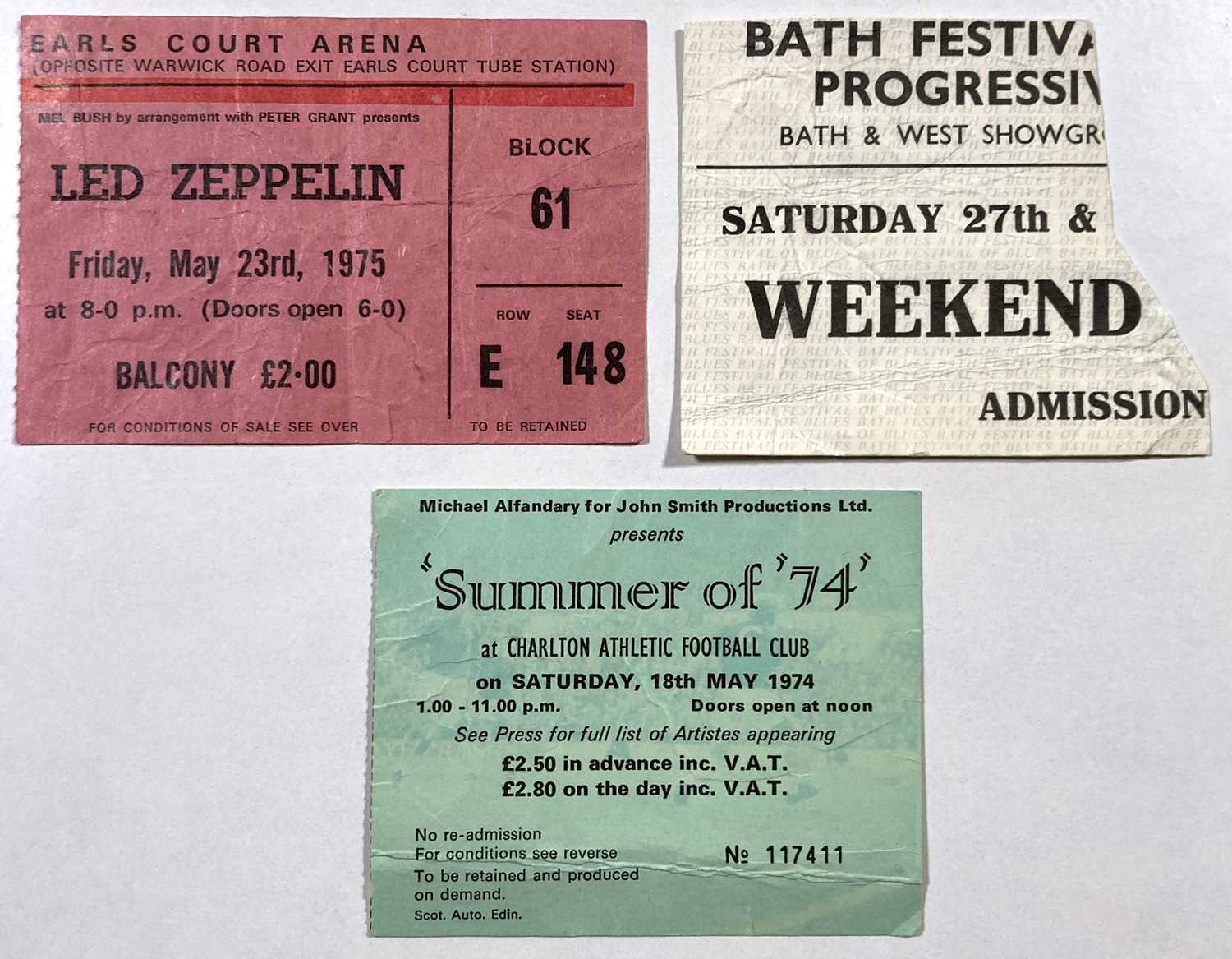 Lot 278 - LED ZEPPELIN / THE WHO - 1970S TICKET STUBS.
