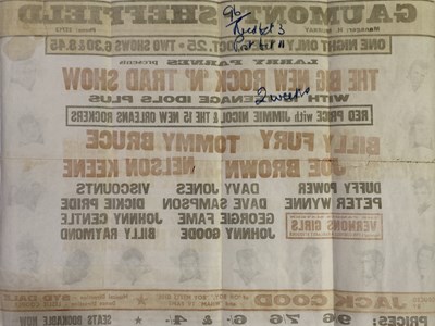 Lot 323 - 1960 - A 'ROCK 'N TRAD SHOW' POSTER - BILLY FURY / JOE BROWN AND OTHERS.