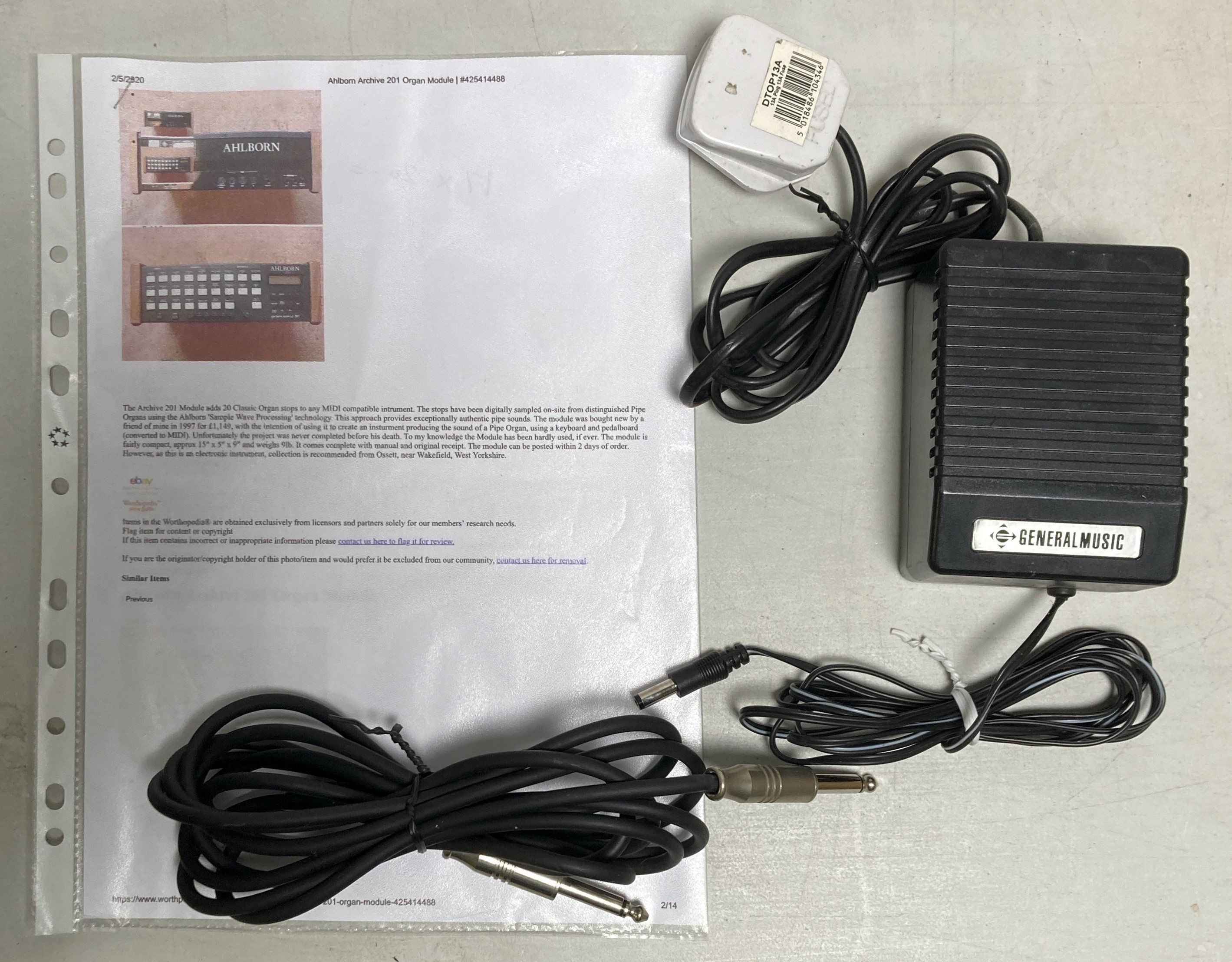 Lot 15 - AHLBORN ARCHIVE 201 ORGAN MODULE.