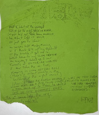 Lot 399 - MARK E. SMITH / THE FALL - MARK'S HANDWRITTEN SETLISTS / NOTES.