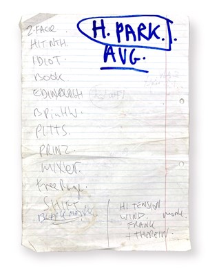 Lot 402 - MARK E. SMITH / THE FALL -  A HANDWRITTEN SET LIST.