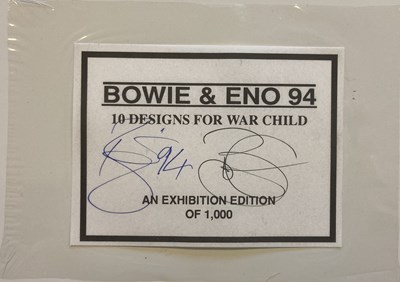 Lot 214 - DAVID BOWIE AND BRIAN ENO SIGNED 1994 POSTCARD SET
