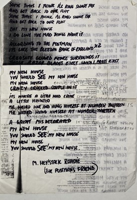 Lot 407 - MARK E. SMITH / THE FALL - PROOF ARTWORK / MARK E. SMITH'S NOTES ON CRUISER'S CREEK.