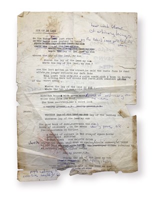 Lot 412 - MARK E. SMITH / THE FALL - TYPED AND ANNOTATED LYRICS FOR LAY OF THE LAND.