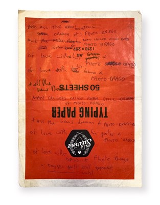 Lot 413 - MARK E. SMITH / THE FALL - HANDWRITTEN LYRICS FOR 'DRAYGO'S GUILT'.