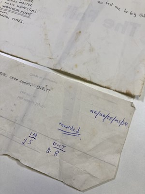 Lot 418 - MARK E. SMITH / THE FALL - HANDWRITTEN SET LIST 1978.