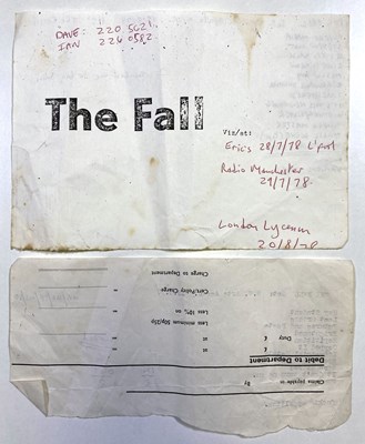 Lot 418 - MARK E. SMITH / THE FALL - HANDWRITTEN SET LIST 1978.