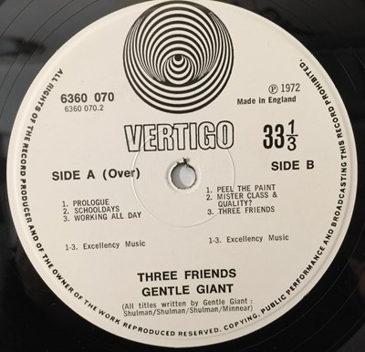 Lot 671 - GENTLE GIANT - THREE FRIENDS LP (ORIGINAL UK COPY - VERTIGO SWIRL 6360 070)