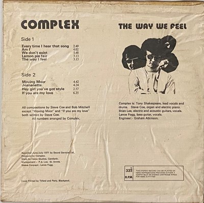 Lot 199 - COMPLEX - THE WAY WE FEEL LP (ORIGINAL UK