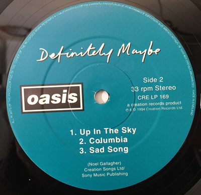 Lot 877 - OASIS - DEFINITELY MAYBE (UK OG - CRE LP 196)